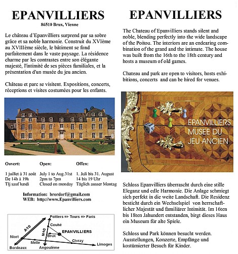 Flyer Château Epanvilliers musée du jeu ancien Brux 