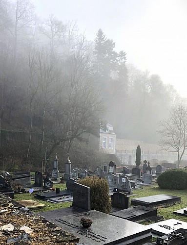 Abbaye dans et/ou sans le brouillard matinal