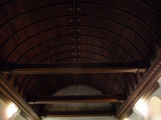 Voute de la nef lambrissée décorée - Eglise Saint Denis - Aillières Beauvoir