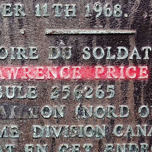 Ville-sur-Haine –  Memorial to Private Price 