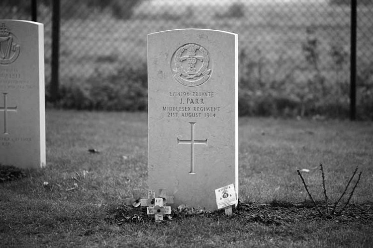 Saint-Symphorien military cemetery –  graves of George Edwin Ellison and John Parr 