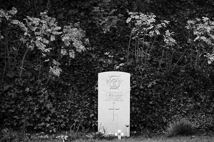 Saint-Symphorien military cemetery –  graves of George Edwin Ellison and John Parr 