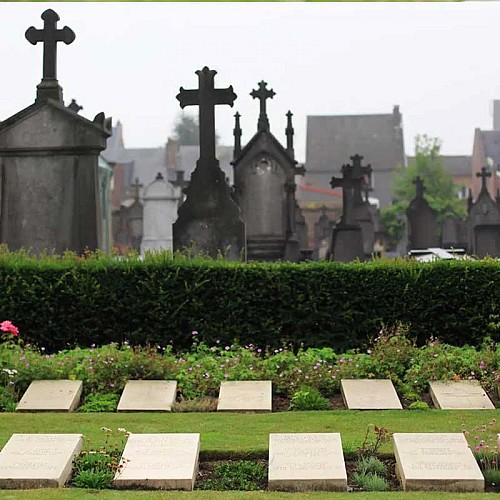 Caudry – Recumbent headstones in the communal cemetery 