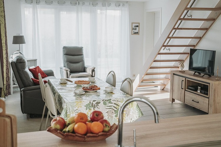 Woonkamer van het huisje "Chez Bertine" in Sivry-Rance