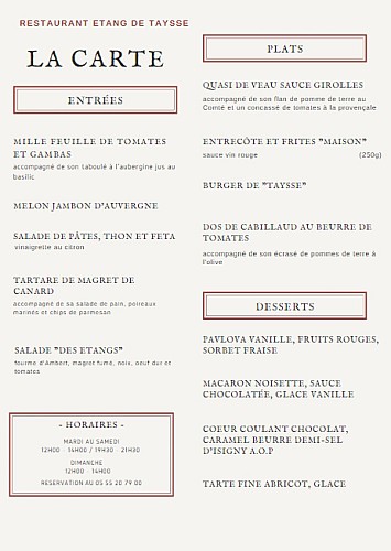 Restaurant Etang de Taysse