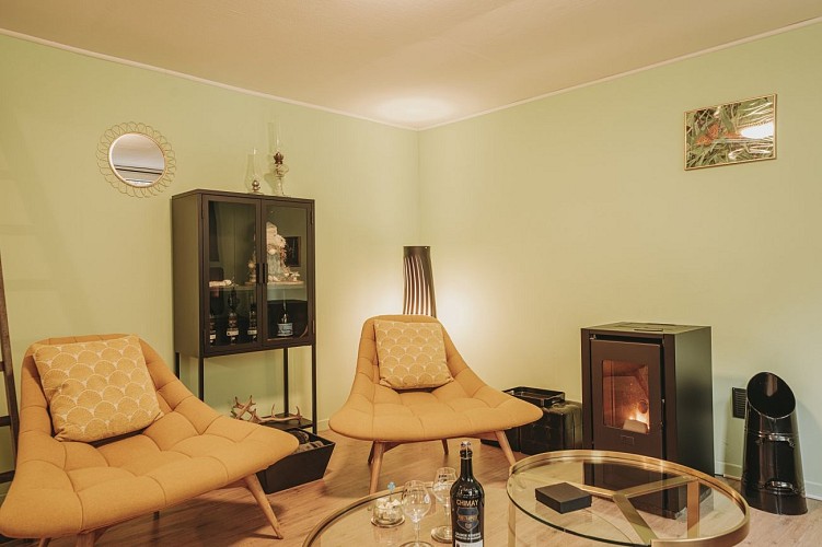 Woonkamer van het huisje "Le Papillon" in Nismes