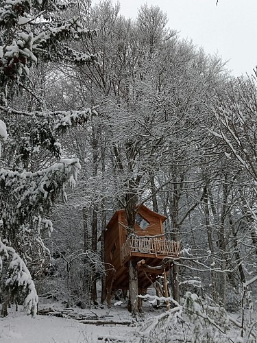 Cabane du Druide sous la neige