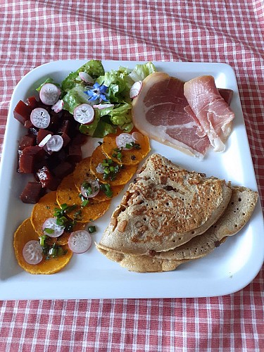 assiette repas léger elle sera suivi d un dessert  