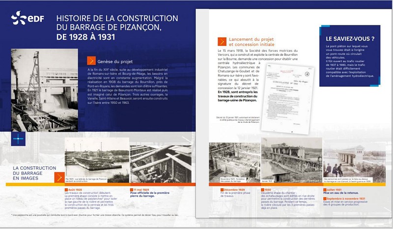 Panneau "Histoire de la construction du barrage de 1928 à 1931