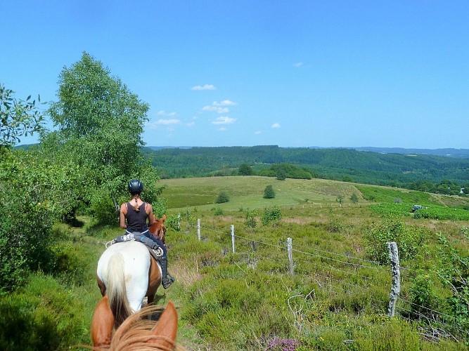 A cheval durant une randonnée équestre écotouristique dans le Massif des Monédières, PNR Millevaches_7