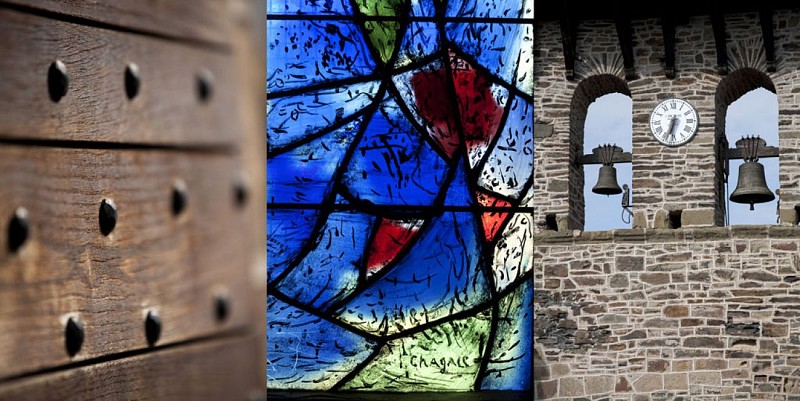 Chapelle du Saillant with stained glass windows by Marc Chagall