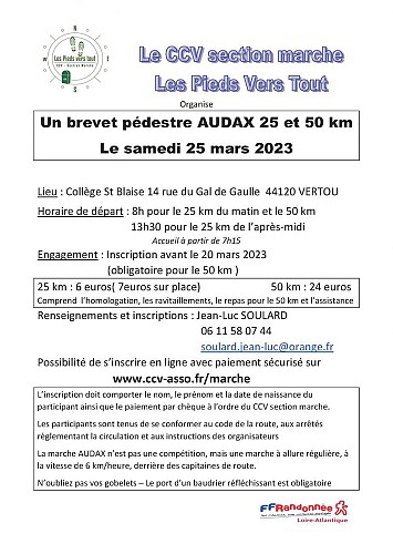 Brevet pédestre AUDAX