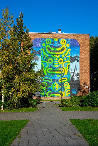 Vue de la Fresque réalisée par Dany Boy et Mask Signs lors de la BIAM 2019