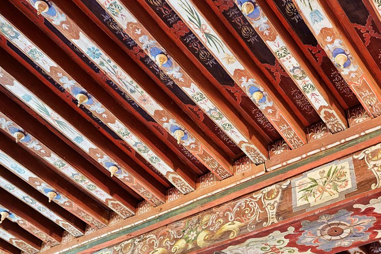 Château des Montgommery de Ducey, plafond de la chambre dorée