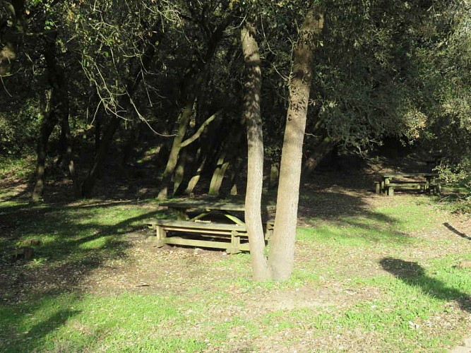 Aire à l'entrée du parking de la plage des Conches
