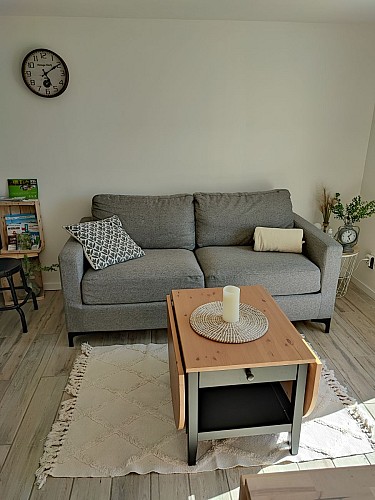 Le salon - Canapé convertible &amp; télévision connectée