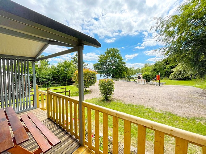 Camping Barre y Va vue terrasse mobil home Villequier Rives en Seine Caux Seine tourisme