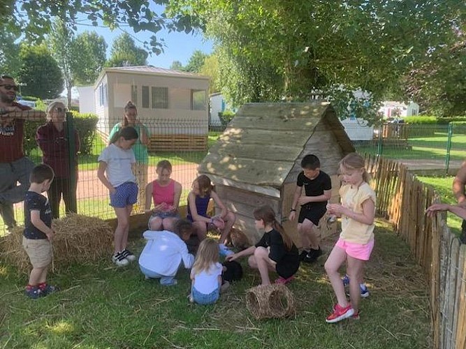 nourrissage des animaux Camping La Berquerie Le Mesnil Réaume