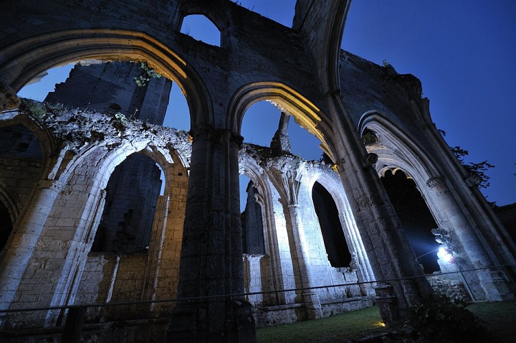 Extérieur abbaye de Jumièges nuit