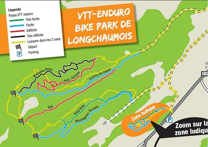 Plan des parcours du Bike Parc