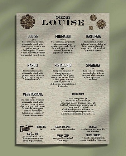 Carte Pizzas Louise Périgueux