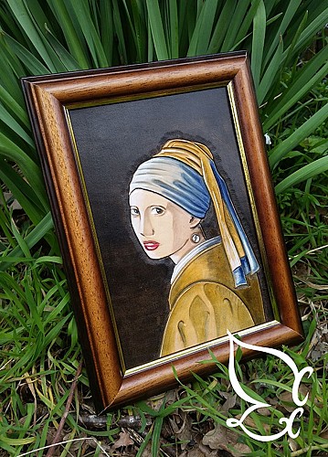 Reproduction en cuir tableau Vermeer 