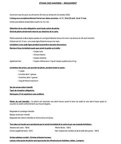 Site de pêche - Étang des Marsins