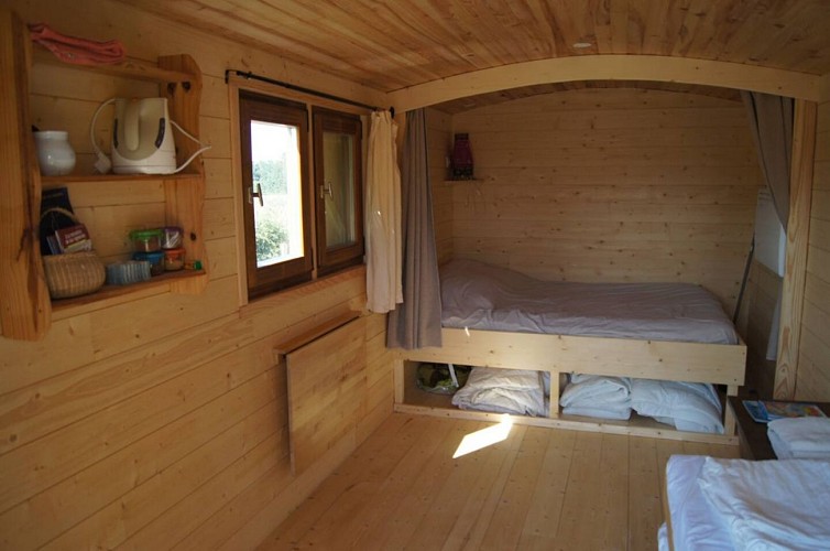 Une roulotte dans les vignes