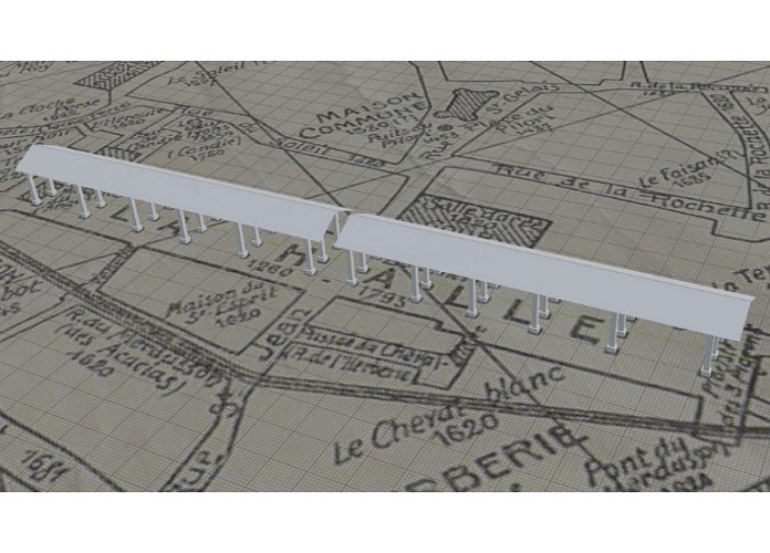 8. Reconstitution des halles en 3D positionnées sur le plan H. Clouzot 