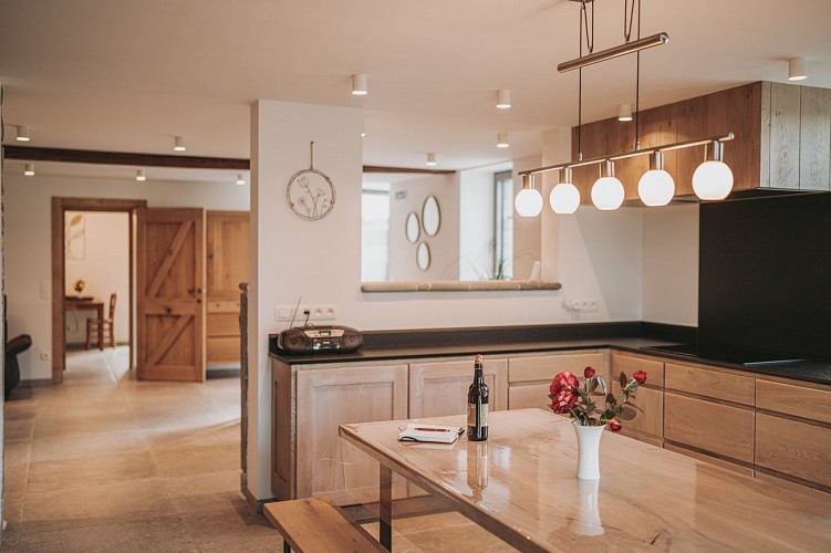 Kitchen of the cottage Le Moulin de Bourges in Momignies