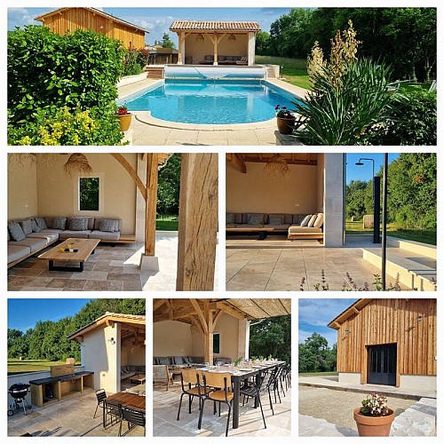 Poolhouse, cuisine extérieure, boulodrome