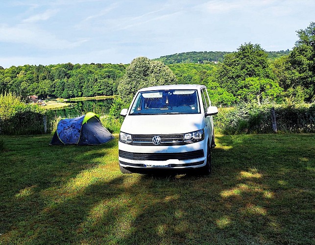 toile de tente vue lac