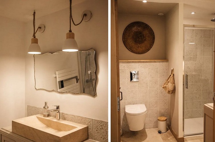 Salle d'eau du gite Terra pin à Luxey avec gîtes de France Landes