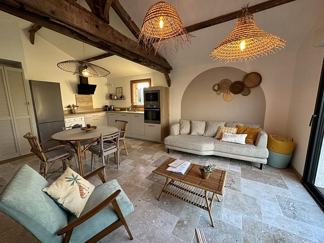 Salon du gite Terra pin à Luxey avec gîtes de France Landes