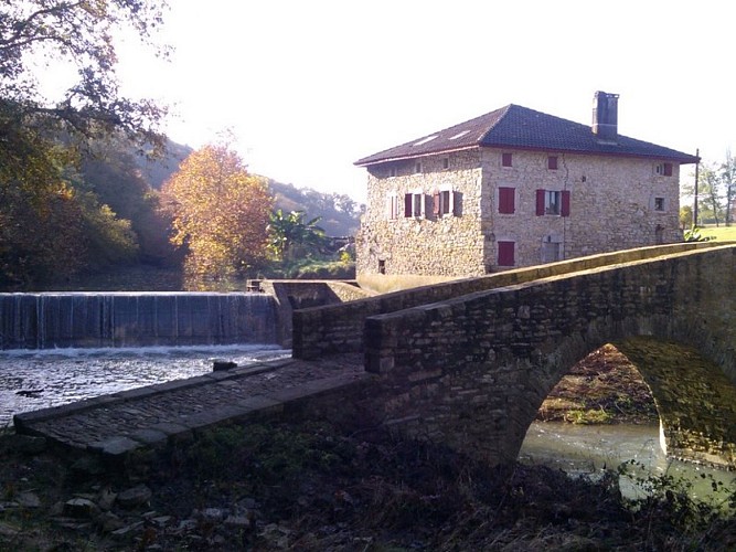Moulin de Gramont, pont moulin et cascade