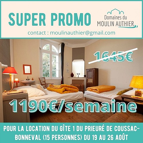 Domaines du Moulin Authier : Meublé Le Prieuré de Coussac-Bonneval – Gîte 1
