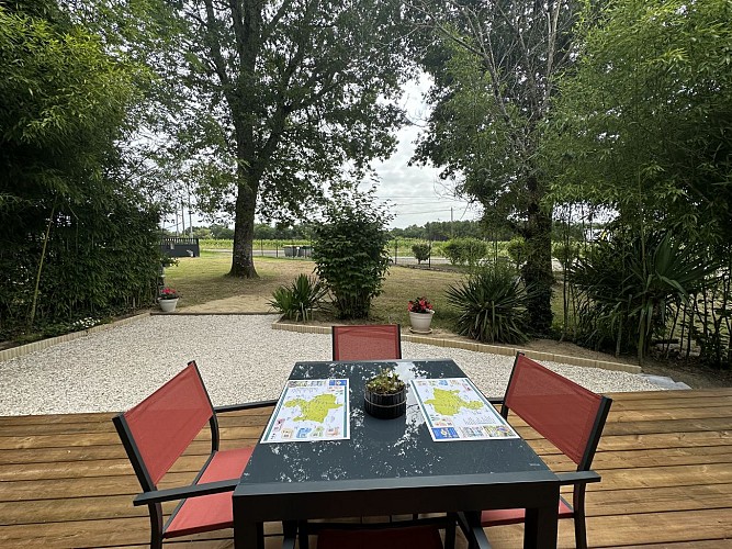 Terrasse du Gite Elite à Lacquy avec Gites de France Landes