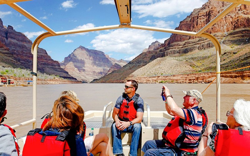 15-min Grand Canyon West Rim Helicopter Tour plus Canyon Floor Landing, Boat Ride with Optional Skywalk