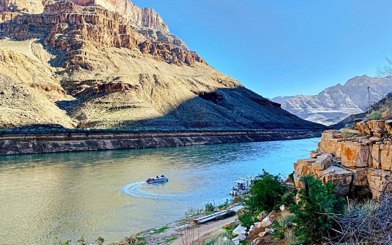 15-min Grand Canyon West Rim Helicopter Tour plus Canyon Floor Landing, Boat Ride with Optional Skywalk