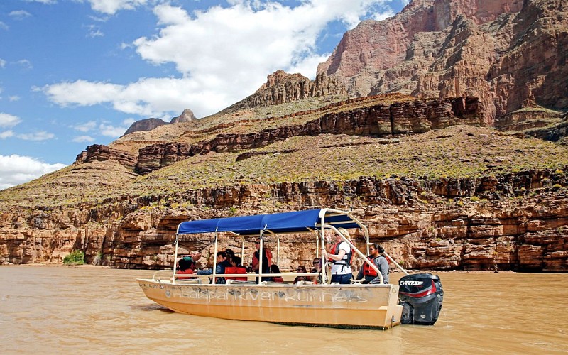 15-min Grand Canyon West Rim Helicopter Tour plus Canyon Floor Landing, Boat Ride with Optional Skywalk