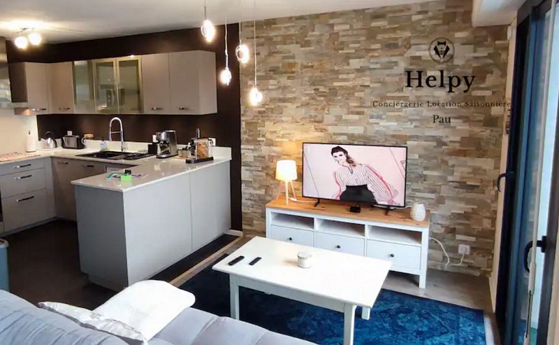 Appartement Gaston Lacoste - Pau - salon et kitchenette