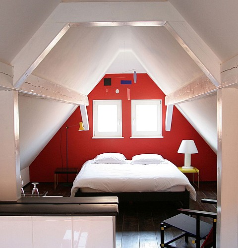 Chambre rouge Rietwelt chez un soir d'été à Ernolsheim-Bruche