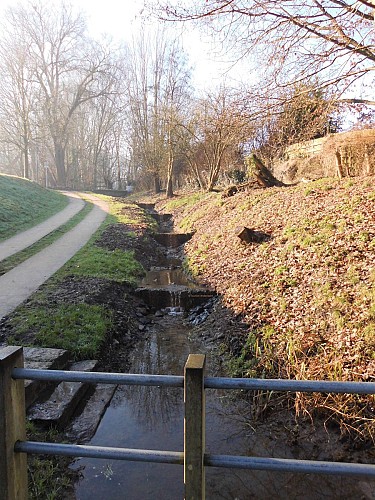 De komst van de stroom in de vijver