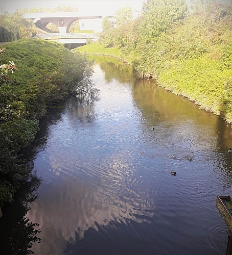 La Senne depuis la rambarde du pont du boulevard Internationa