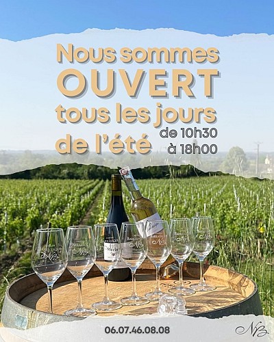 Nous vous accueillons tout au long de l’été ! (le dimanche sur rdv)Au programme, découverte de la propriété et de nos vins à travers des visites et dégustations gratuites.  Nous vous attendons nombreux pour partag