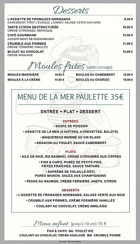 Mer Paulette - Menu 2