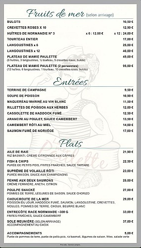 Mer Paulette - Menu 1