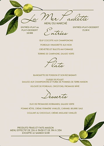 Mer Paulette - Menu 3 