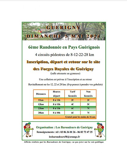 6ème Randonnée en Pays Guérignois le dimanche 5 mai 2024