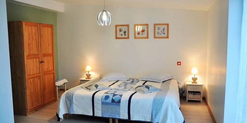 Chambre N° 1 avec 1 lit 2 places- salle d'eau privée avec WC